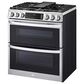 LG 2-Piece Kitchen Package with 6.9 Cu. Ft. Smart Slide-In Double Oven Gas Range and 2.1 Cu. Ft. Smart Over-the-Range Microwave in Printproof Stainless Steel, , large