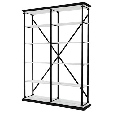 Furniture of America Kidd 58" Bookcase in Antique White/Black, , large