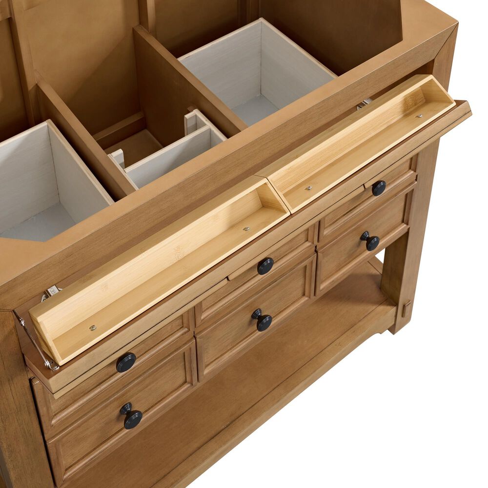 James Martin Vanities Malibu 36" Single Bathroom Vanity in Amber Birch with 3 cm Carrara White Marble Top and Rectangular Sink, , large