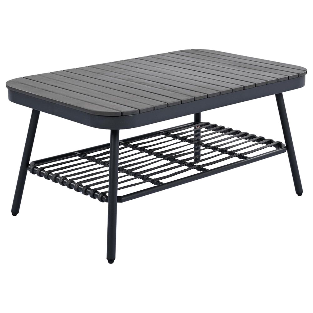 Hearth and Haven 4-Piece Patio Conversation Set with Gray Cushion in Black, , large