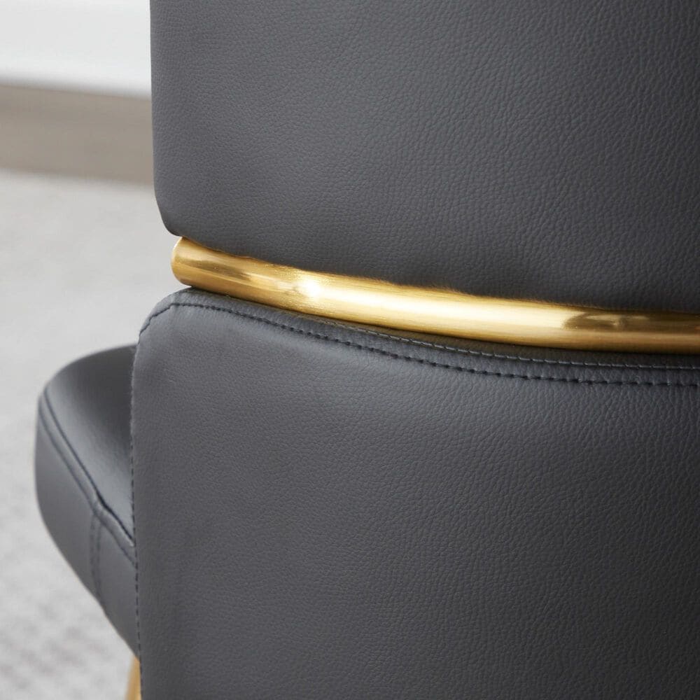 Lumisource Cinch Side Chair with Black Faux Leather Cushion in Gold &#40;Set of 2&#41;, , large
