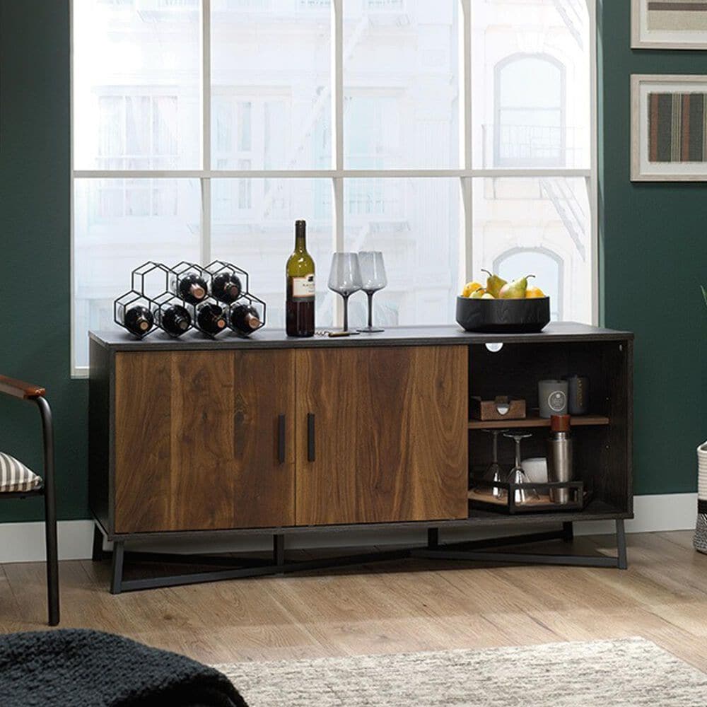 Sauder Canton Lane 54&quot; TV Credenza in Brew Oak, Grand Walnut and Black, , large