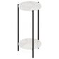 HOMLUX 2-Tier Modern Tall Round Side End Table with Sturdy Metal Leg in Marble White and Black, , large