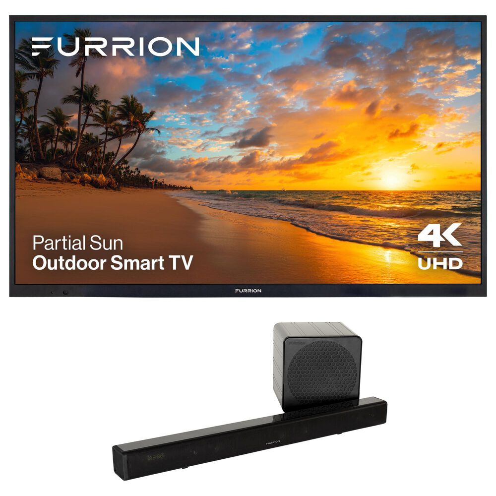 Furrion Aurora 65" Class Partial Sun 4K LED UHD - Outdoor Smart TV with 2.1 Soundbar System in Black, , large