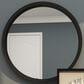 Maple and Jade 32" Round Wood Wall Mirror in Matte Black, , large