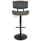 Lumisource Lombardi Swivel Adjustable Barstool with Grey Cushion in Black and Walnut, , large