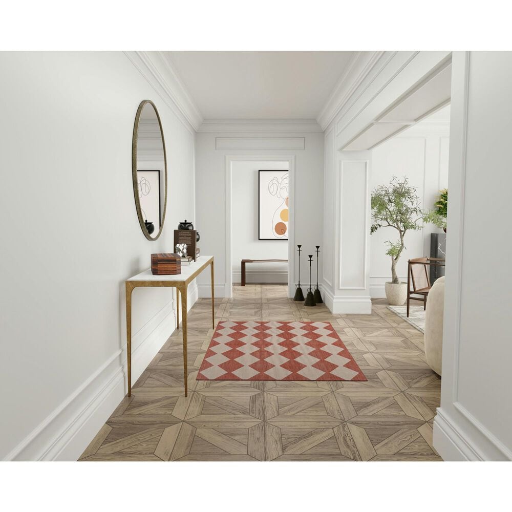 Nourison Positano Geometric Terracotta 4&#39; x 6&#39; Indoor/Outdoor Area Rug, , large