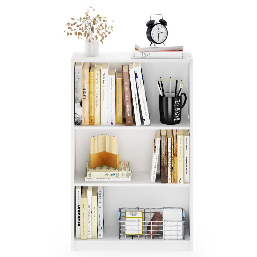 HOMLUX 3-Tier Display Bookshelf with Adjustable Shelves in White, , large
