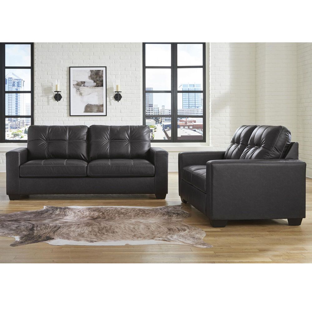 Ashley Barlin Mills Stationary Sofa and Loveseat Set in Carbon, , large