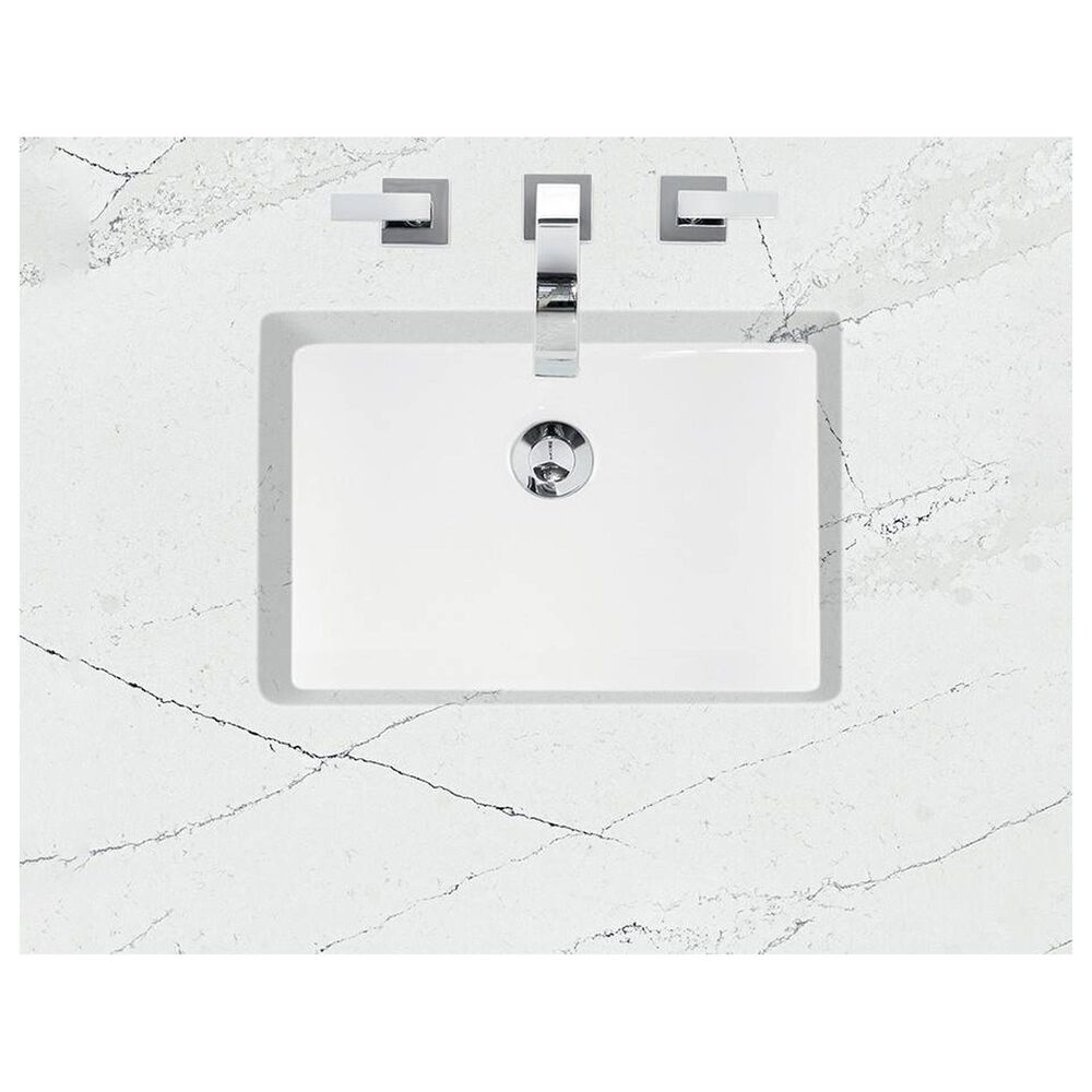 James Martin Breckenridge 48&quot; Single Bathroom Vanity in Bright White with 3 cm Carrara White Marble Top and Rectangular Sink, , large