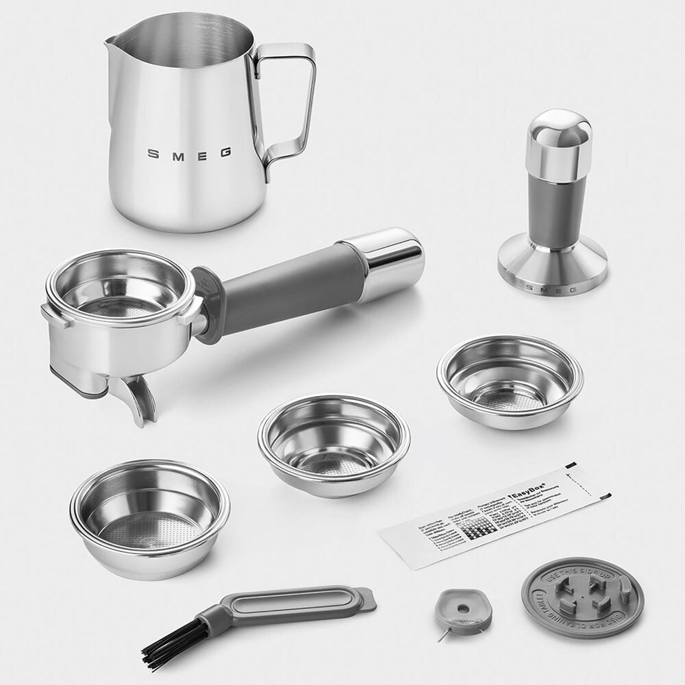 SMEG 81 Oz Espresso Coffee Machine with Grinder in White, , large