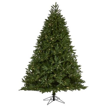 Nearly Natural Inc 7" Oregon Spruce Artificial Christmas Tree with Warm White (Multifunction) Microdot LED Lights, , large