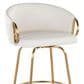 LumiSource Claire Swivel Counter Stool with White Faux Leather Upholstery in Gold (Set of 2), , large