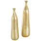 Maple and Jade 2-Piece Decorative Vase Set with Wavy Accents and Textured Ridges in Shiny Gold, , large