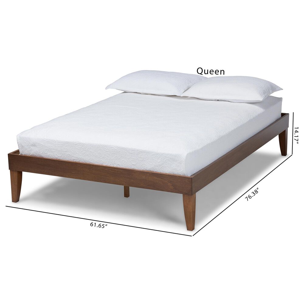 Baxton Studio Lucina Queen Platform Bed Frame in Walnut Brown, , large
