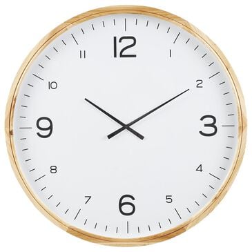 Maple and Jade Wood Wall Clock in Light Brown and White, , large