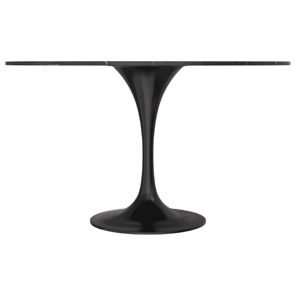 Leisuremod LeisureMod Verve Collection 48 Round Dining Table, Black Base with Sintered Stone Black Top, , large