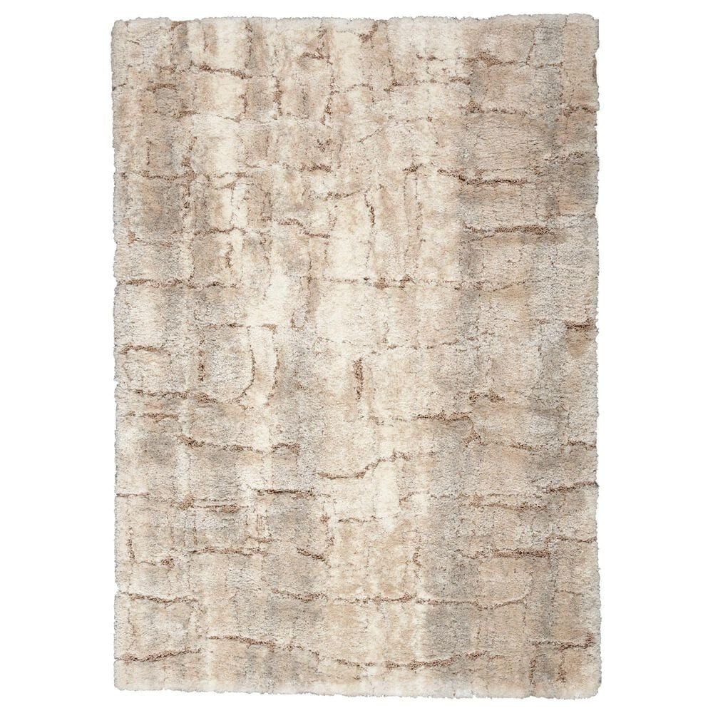 Nourison Dreamy Shag 7"10" x 9"10" Ivory and Beige Area Rug, , large