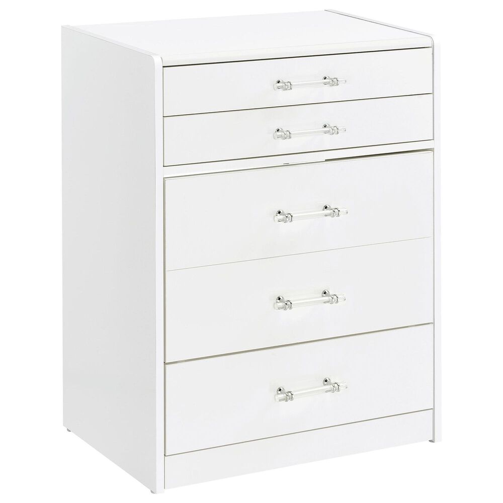 Pacific Landing Danbury 3-Drawer Makeup Vanity Set in White High Gloss, , large