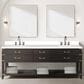 Lexora Home Norwalk 84" Double Bathroom Vanity in Brown Oak with White Quartz Top and Rectangular Sinks, , large