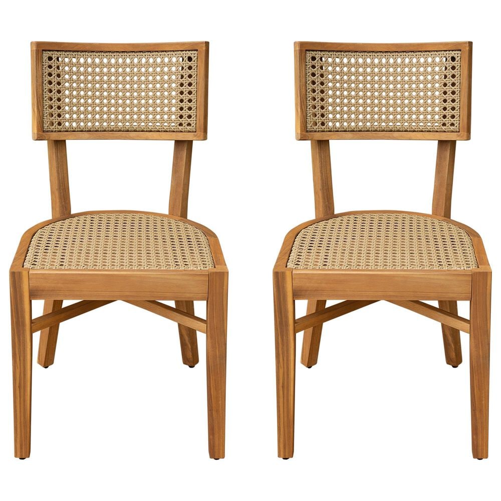 Hearth and Haven Netro Outdoor Dining Chair in Light Brown and Teak (Set of 2), , large
