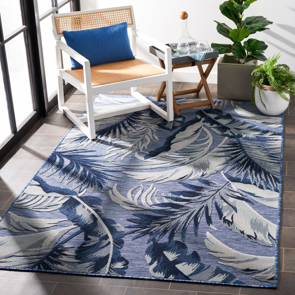Safavieh Cabana CBN452H 4&#39; x 6&#39; Blue and Grey Indoor/Outdoor Area Performance Rug, , large