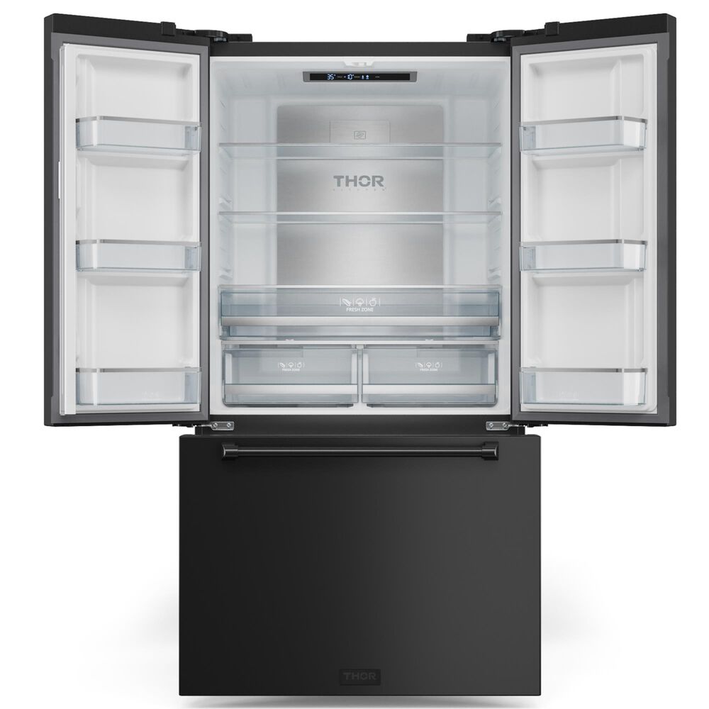 Thor Kitchen Gordon Ramsay 20.3 Cu. Ft. 3-Door French Door Refrigerator in Black, , large