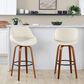 LumiSource Fabrico 30" Swivel Fixed-Height Bar Stool with Cream Faux Leather Upholstery in Black and Walnut (Set of 2), , large