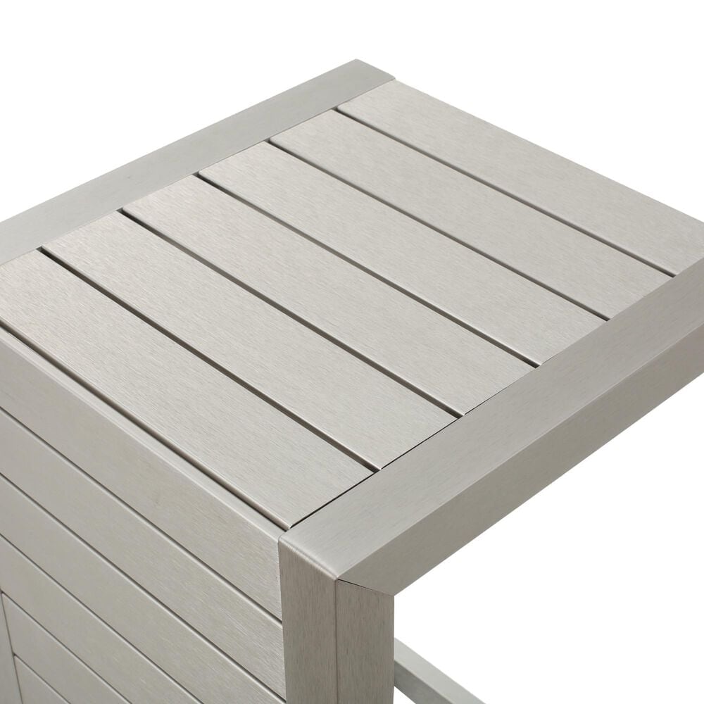 Hearth and Haven Cape Coral C-Shaped Patio Side Table in Silver, , large