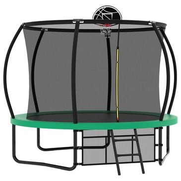 HOMLUX 10" Outdoor Trampoline with Basketball Hoop in Green, , large