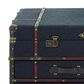 Maple and Jade Upholstered 2-Drawer Coffee Table with Buckle Hinged Top in Dark Blue, , large