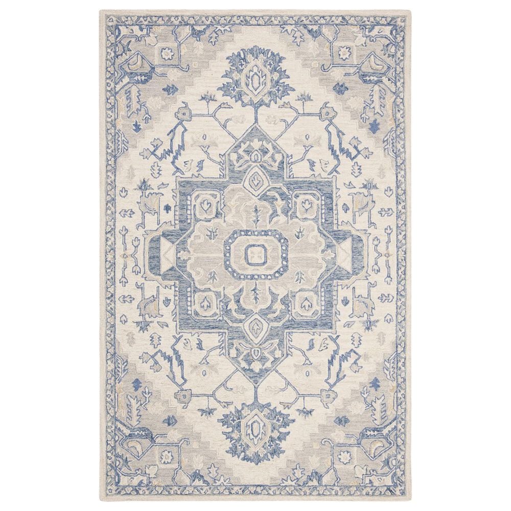 Safavieh Micro-Loop 3" x 5" Ivory and Blue Area Rug, , large