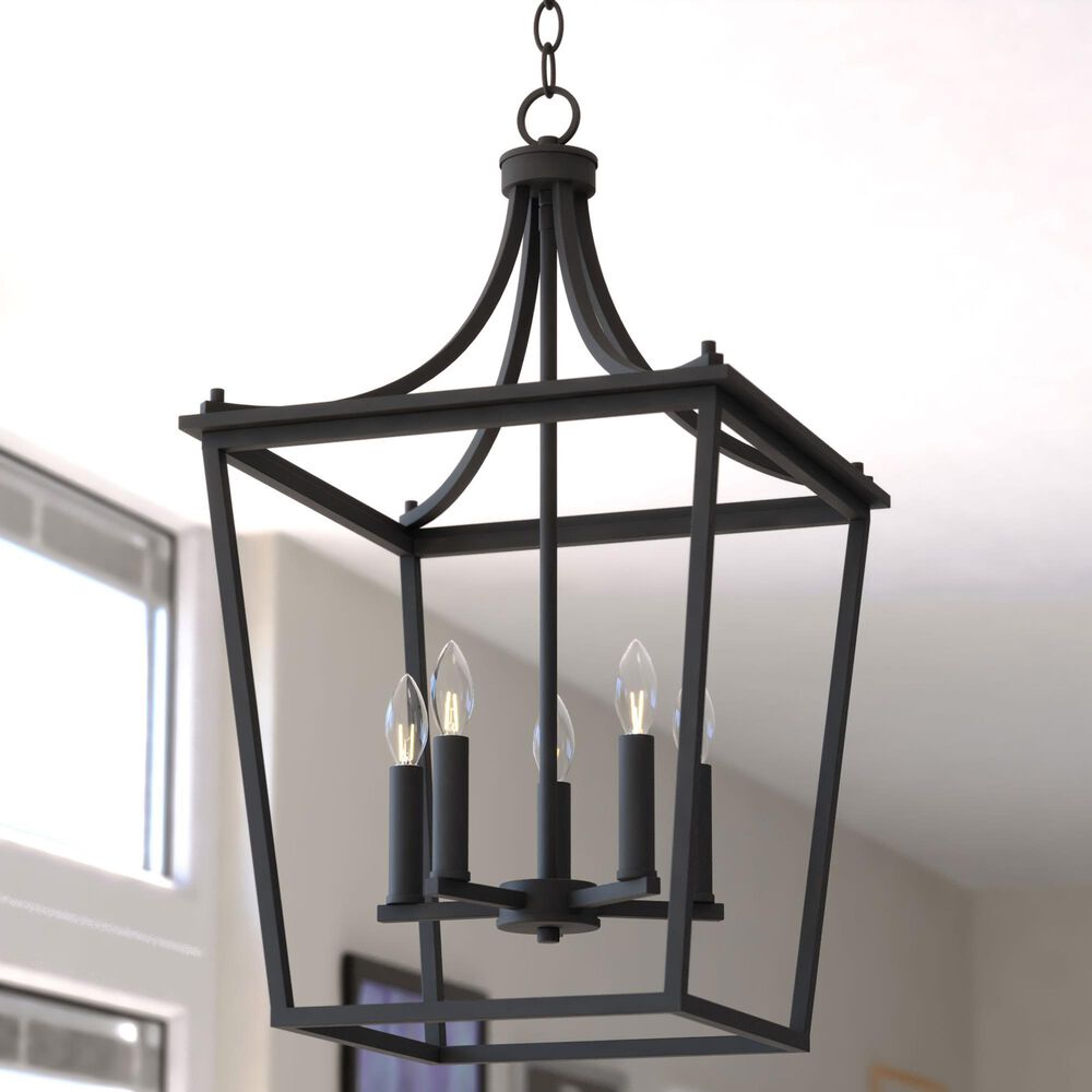 Vaxcel Cottage Grove 5-Light Lantern in Matte Black, , large