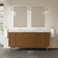 James Martin Laurent 72" Double Bathroom Vanity in Honey Oak with 3 cm Carrara Marble Top and Rectangular Sinks, , large