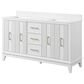 37B Fenwick 60" Double Bathroom Vanity in Bright White with Glossy White Composite Stone Top and Backsplash, , large