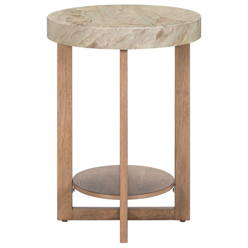 Belle Furnishings Danby Chairside Table in Nutmeg and Alabaster, , large