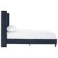 Hearth and Haven Peyton Queen Platform Bed with Blue Upholstery in Walnut, , large