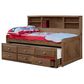 Rusticvale Twin Day Bed with Trundle and Drawer in Chestnut, , large