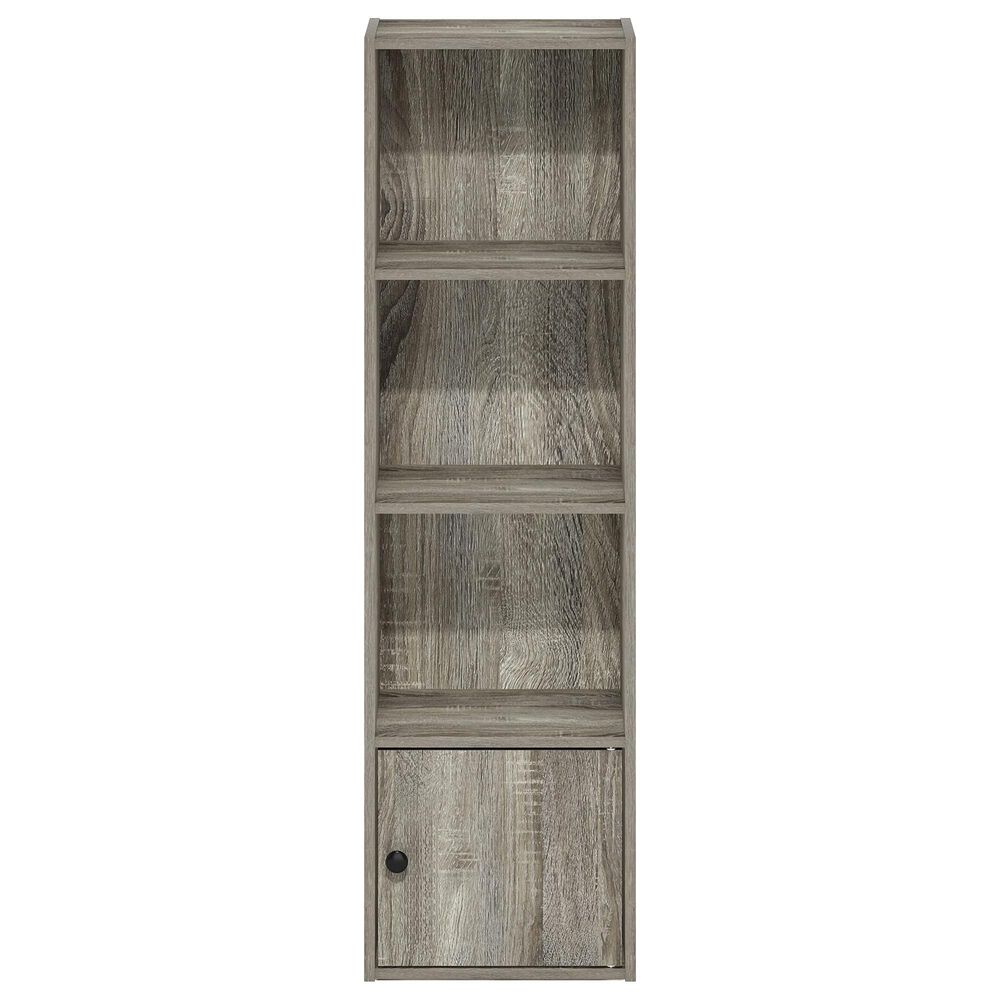 HOMLUX 4-Tier Shelf Bookcase with Door Storage Cabinet in French Oak, , large