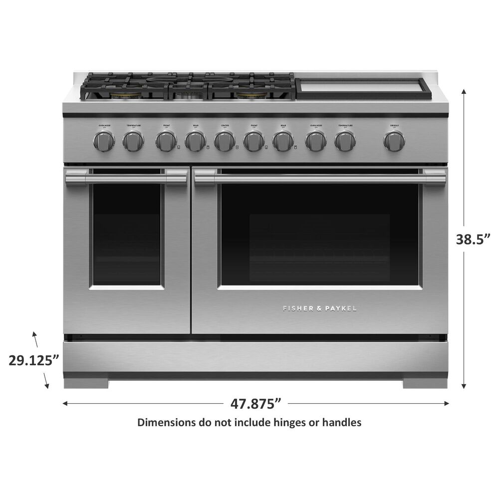 Fisher &amp; Paykel 48&quot; Freestanding Liquid Propan Gas Range with 5 Burners and Griddle in Stainless Steel, , large