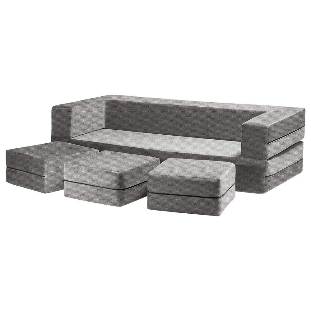 Jaxx Zipline Convertible Sleeper Sofa and Ottoman in Pewter, , large