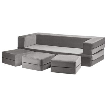 Jaxx Zipline Convertible Sleeper Sofa and Ottoman in Pewter, , large