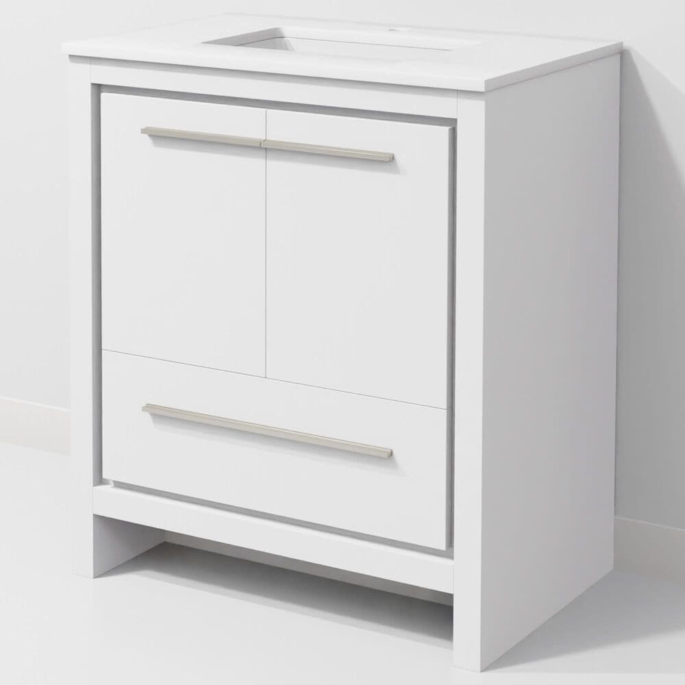 Lexora Home Lafarre 30" Single Bathroom Vanity in White with 2 cm White Quartz Top and Rectangular Sink, , large