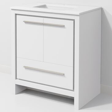 Lexora Home Lafarre 30" Single Bathroom Vanity in White with 2 cm White Quartz Top and Rectangular Sink, , large