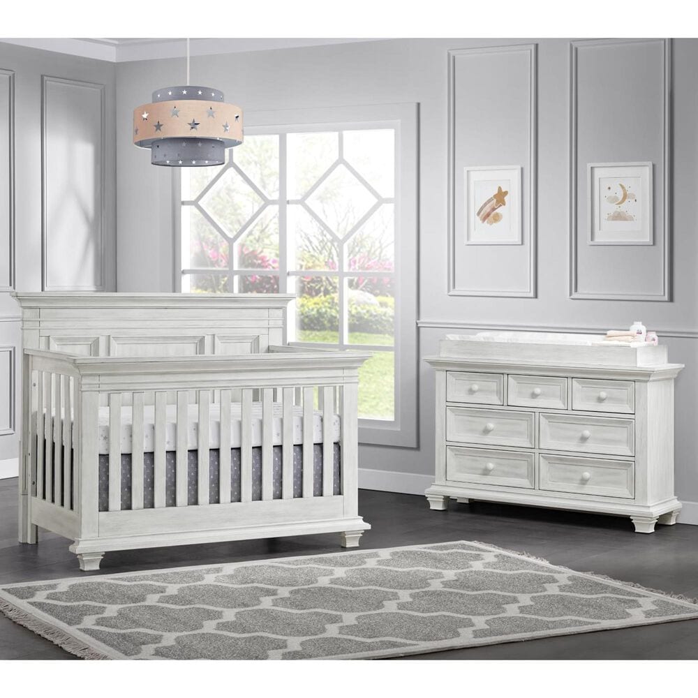 Oxford Baby Weston 2-Piece Crib and Dresser Nursery Set in Vintage White, , large