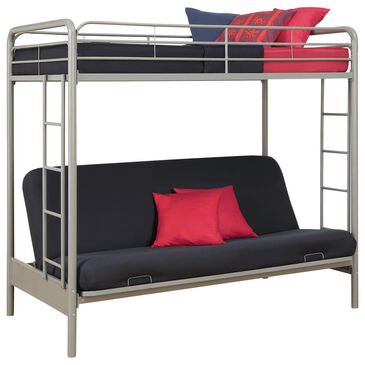 DHP Wilia Twin Over Futon Bunk Bed in Silver, , large
