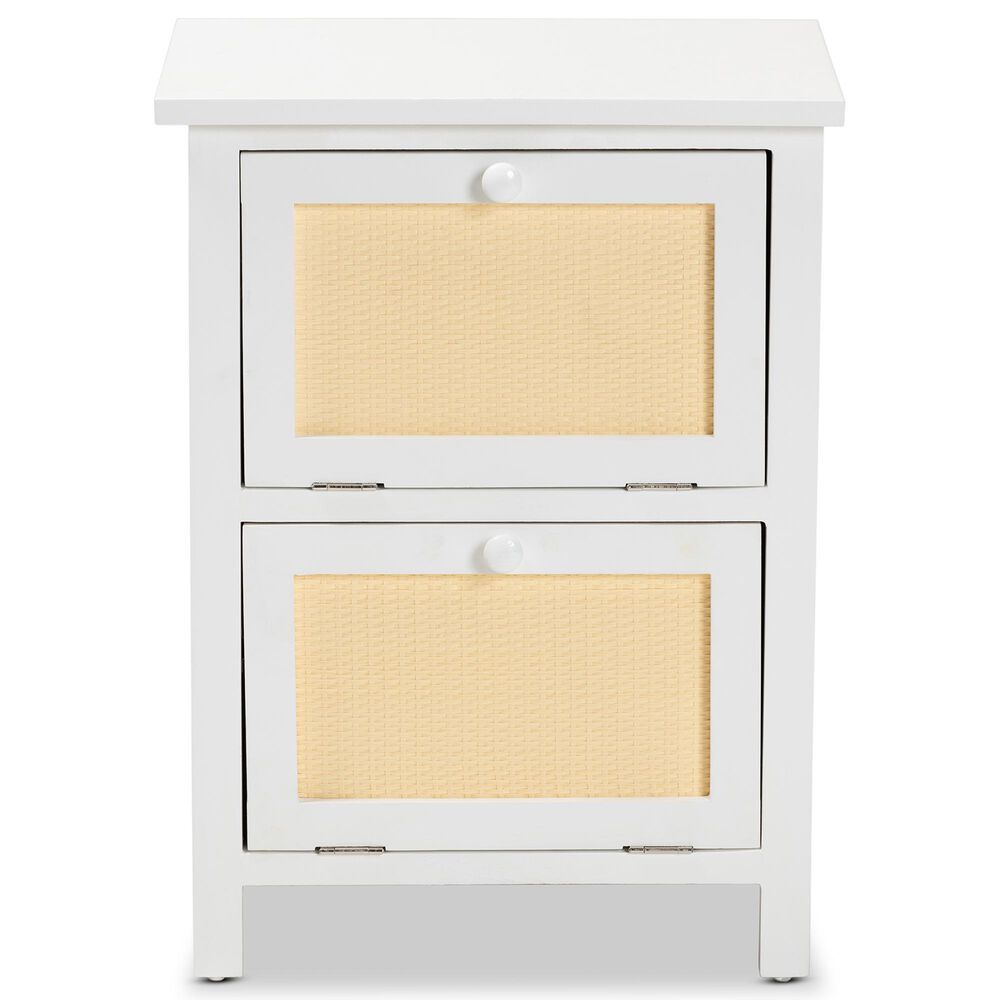 Baxton Studio Sariah 2-Door End Table in White and Beige, , large