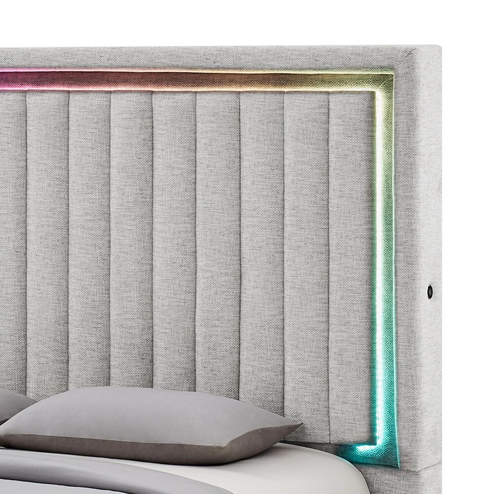 Modern Market Elias King Upholstered Bed with Speakers and LED Lighting, , large