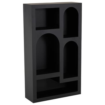 Maple and Jade 5-Shelf Geometric Storage Shelving Unit in Matte Black, , large
