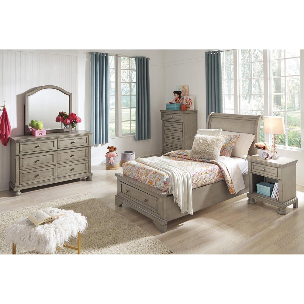 Signature Design by Ashley Lettner 4 Piece Twin Bedroom Set in Burnished Light Gray, , large